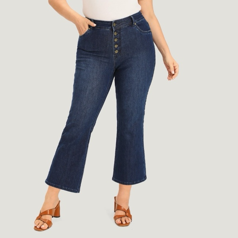 BloomChic Dark Blue Button Fly High Rise Bootcut Jeans Plus Size 20